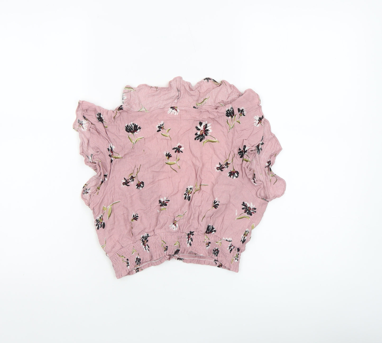 Lunik Women’s Pink Floral Ruffle Cropped Blouse Size S