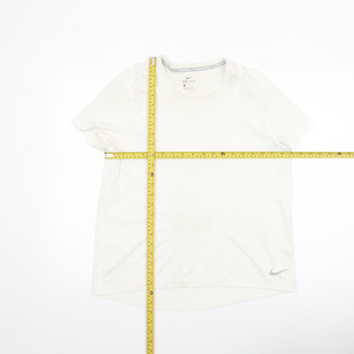 Nike Women White Dri-Fit Running T-Shirt L Lightweight Breathable Activewear