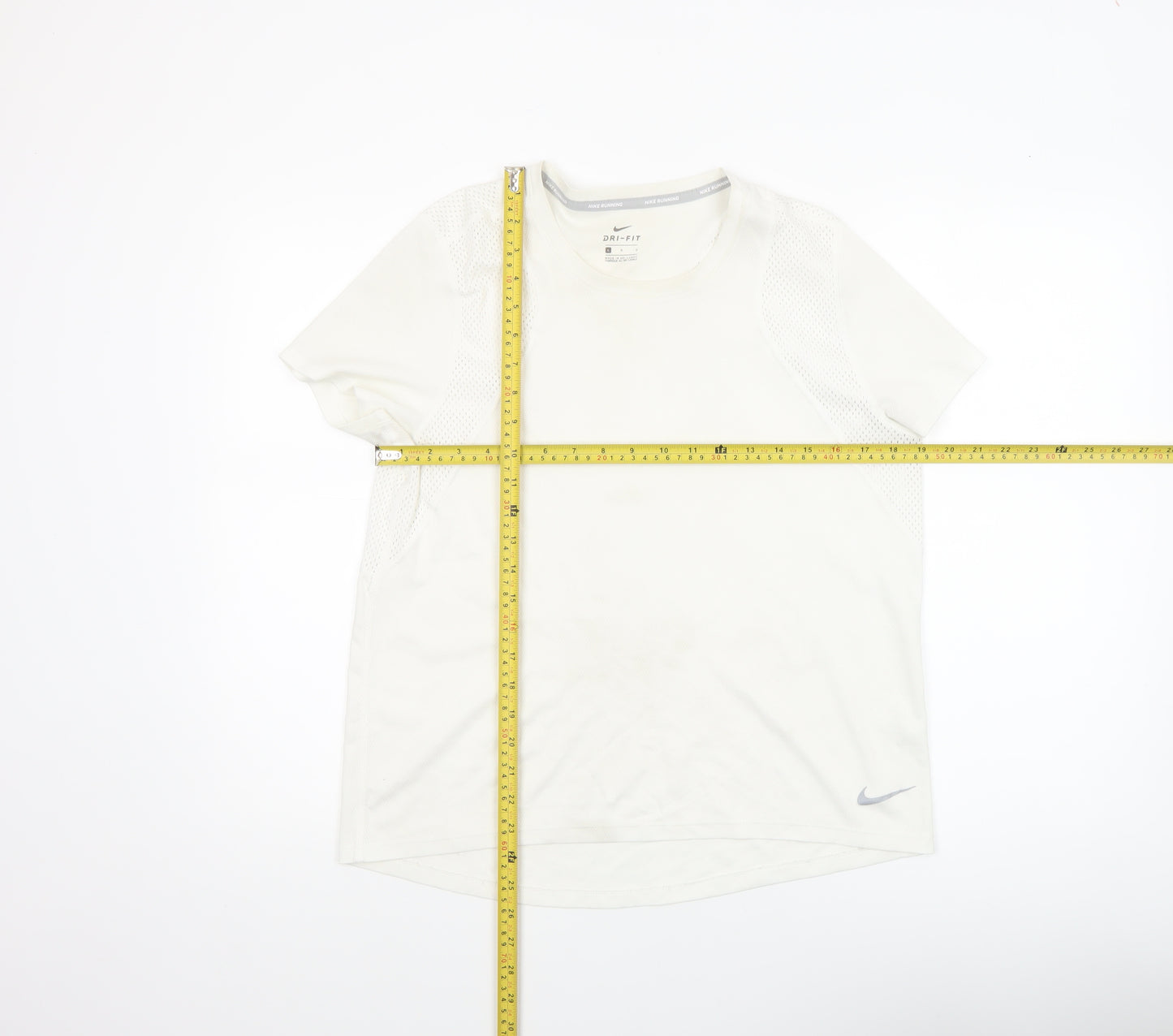 Nike Women White Dri-Fit Running T-Shirt L Lightweight Breathable Activewear