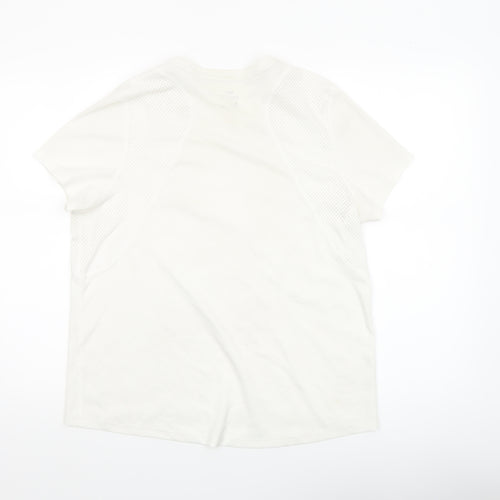 Nike Women White Dri-Fit Running T-Shirt L Lightweight Breathable Activewear