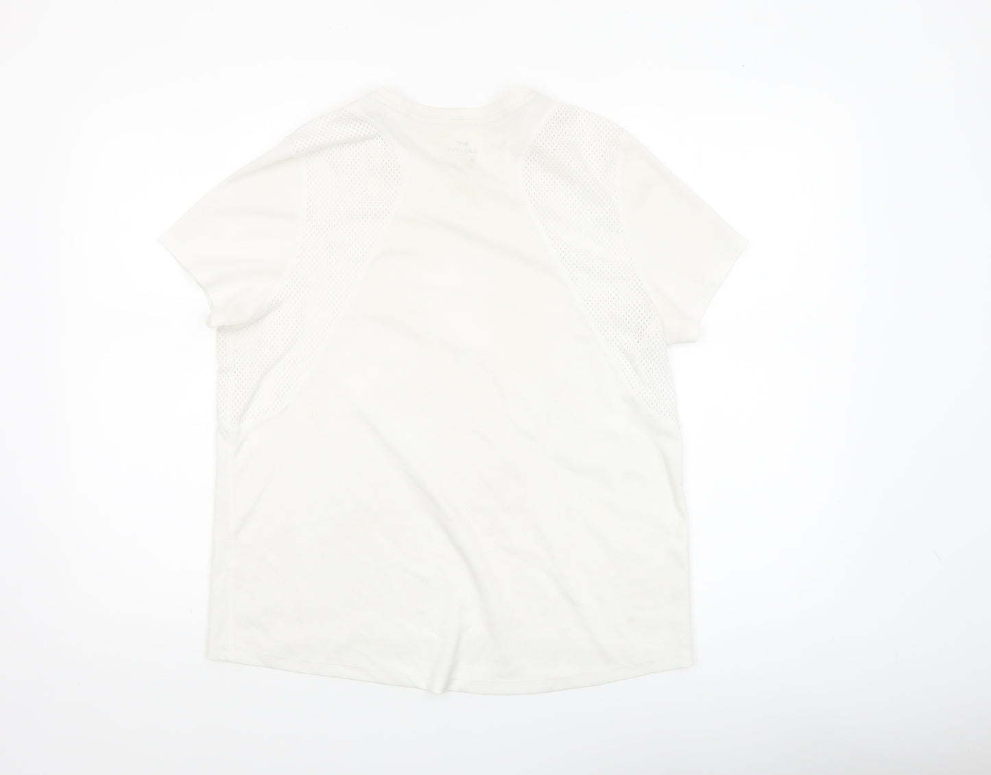 Nike Women White Dri-Fit Running T-Shirt L Lightweight Breathable Activewear