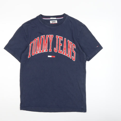 Tommy Jeans Men's Blue Regular Fit Cotton Logo T-Shirt Size S