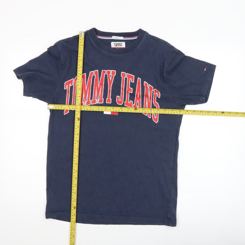 Tommy Jeans Men's Blue Regular Fit Cotton Logo T-Shirt Size S