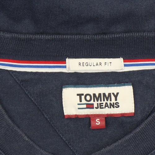 Tommy Jeans Men's Blue Regular Fit Cotton Logo T-Shirt Size S