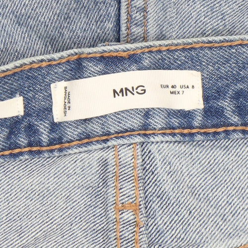 MNG Womens Blue Size 12 High Rise Cut-Off Denim Shorts