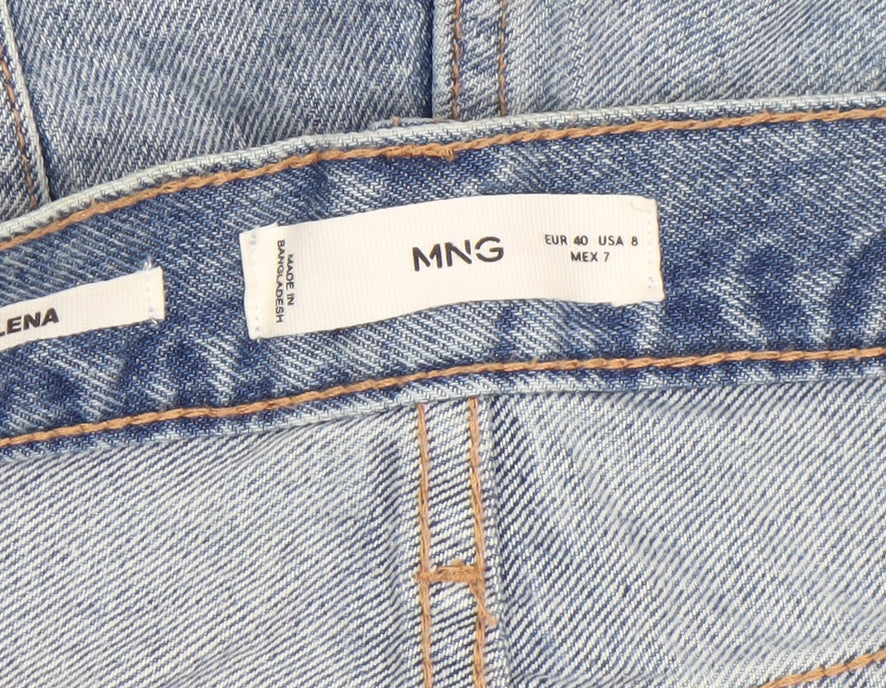 MNG Womens Blue Size 12 High Rise Cut-Off Denim Shorts