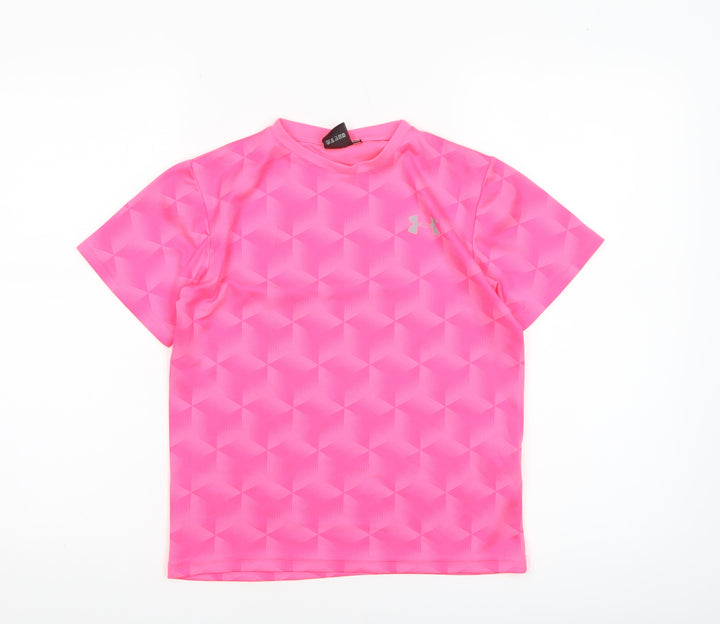 Under Armour Boys Pink Short Sleeve Athletic T-Shirt Size 140 (12-13 Years)