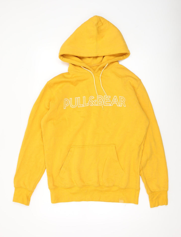 Pull & Bear Men Yellow Pullover Hoodie S Regular Fit