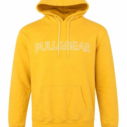 Pull&Bear Men Yellow Pullover Hoodie S Regular Fit