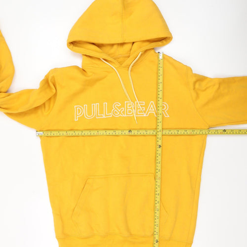 Pull & Bear Men Yellow Pullover Hoodie S Regular Fit