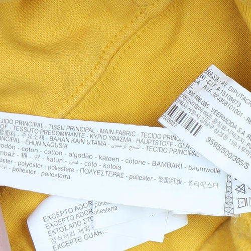 Pull & Bear Men Yellow Pullover Hoodie S Regular Fit