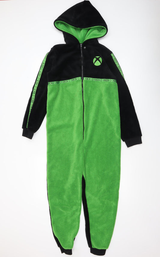Xbox Boys Black & Green Fleece Hooded Onesie Nightwear 11-12 Years