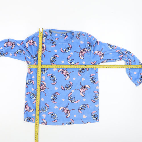 Disney Girls Blue Lilo & Stitch Fleece Pyjama Set 8-9 Years Long Sleeve