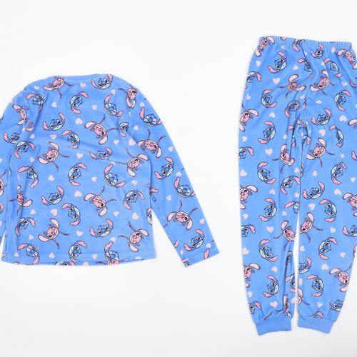 Disney Girls Blue Lilo & Stitch Fleece Pyjama Set 8-9 Years Long Sleeve