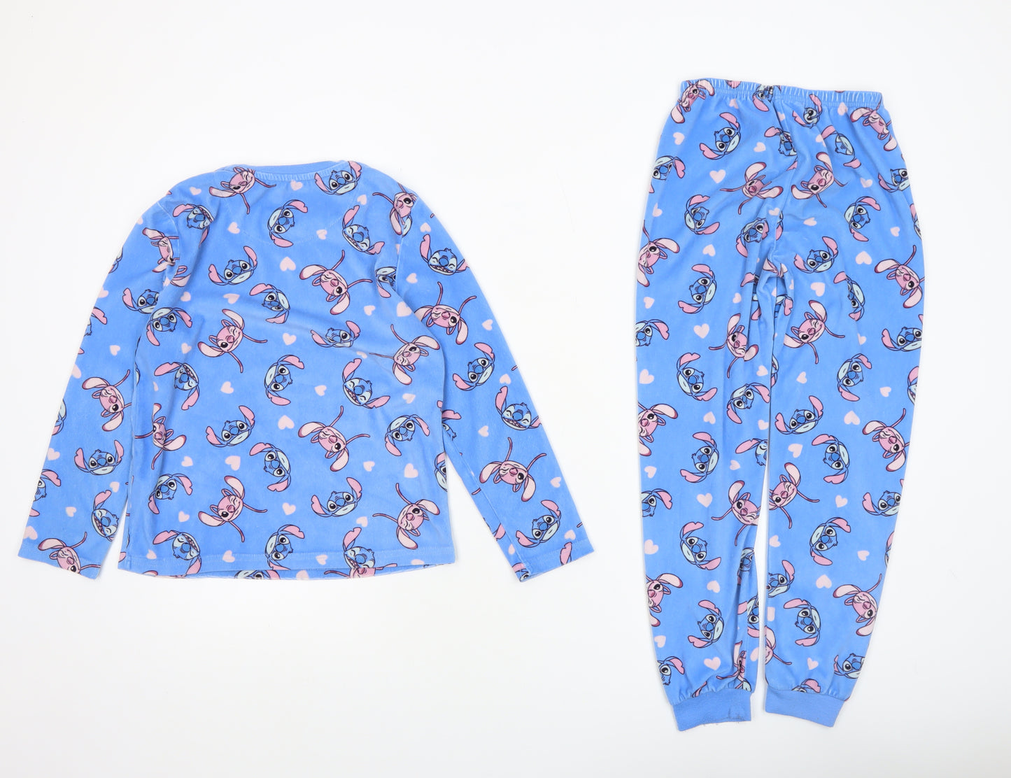 Disney Girls Blue Lilo & Stitch Fleece Pyjama Set 8-9 Years Long Sleeve