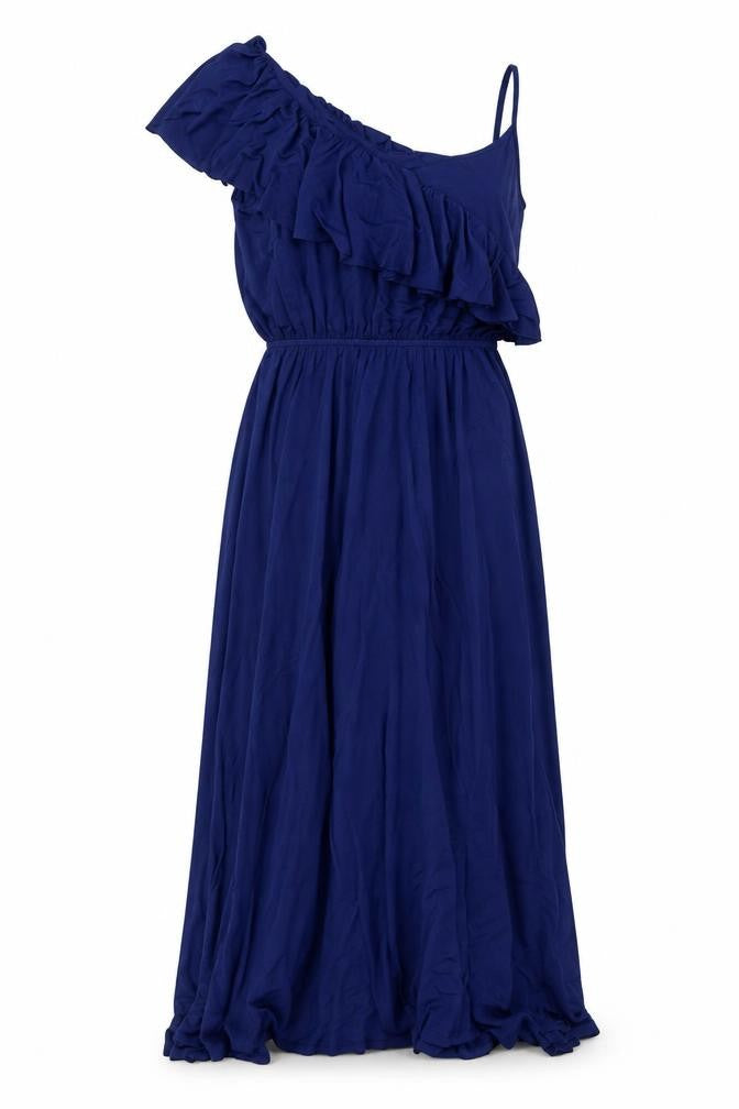 U.S. Polo Assn. Women's Blue One Shoulder Maxi Dress Size L