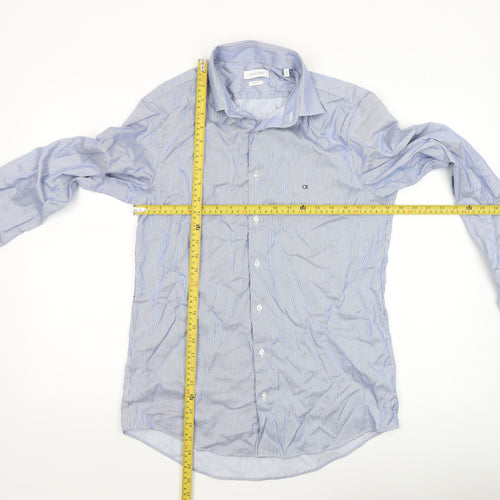 Calvin Klein Men's Blue Slim Fit Long Sleeve Striped Button-Up Shirt Size 15.75