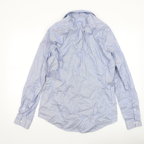 Calvin Klein Men's Blue Slim Fit Long Sleeve Striped Button-Up Shirt Size 15.75