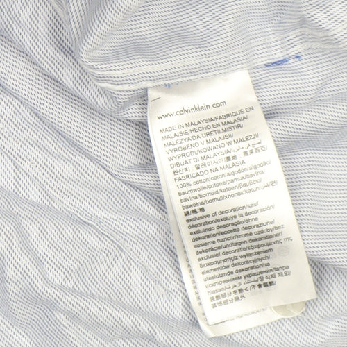 Calvin Klein Men's Blue Slim Fit Long Sleeve Striped Button-Up Shirt Size 15.75