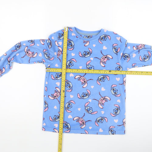 Disney Girls Blue Stitch Fleece Long Sleeve Pyjama Set 8-9 Years