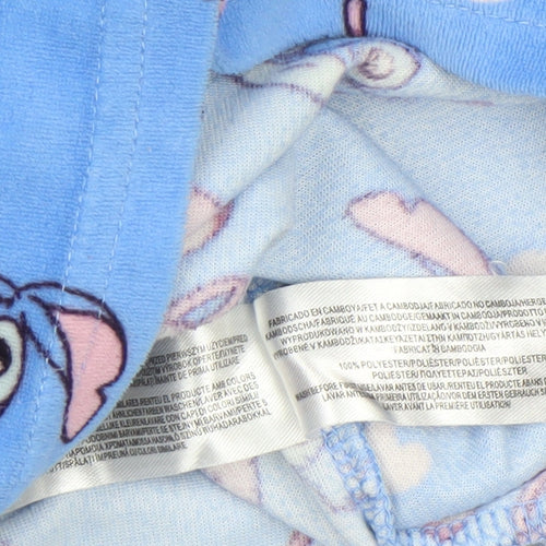 Disney Girls Blue Stitch Fleece Long Sleeve Pyjama Set 8-9 Years