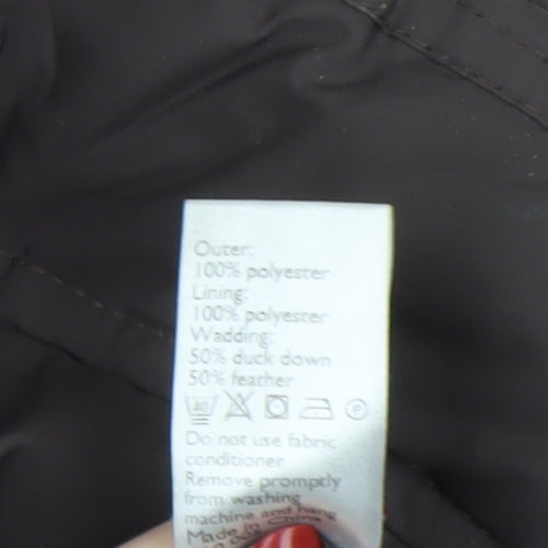 John Lewis Women's Brown Long Hooded Puffer Coat Size 16