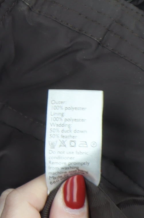 John Lewis Women's Brown Long Hooded Puffer Coat Size 16