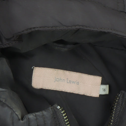 John Lewis Women's Brown Long Hooded Puffer Coat Size 16