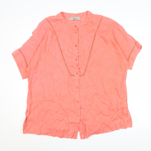 Paul Costelloe Living Men’s Coral Linen Button-Up Shirt M Classic Summer