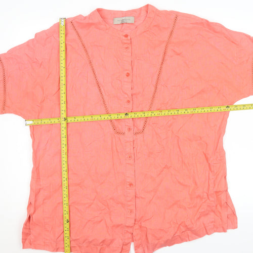 Paul Costelloe Living Men’s Coral Linen Button-Up Shirt M Classic Summer