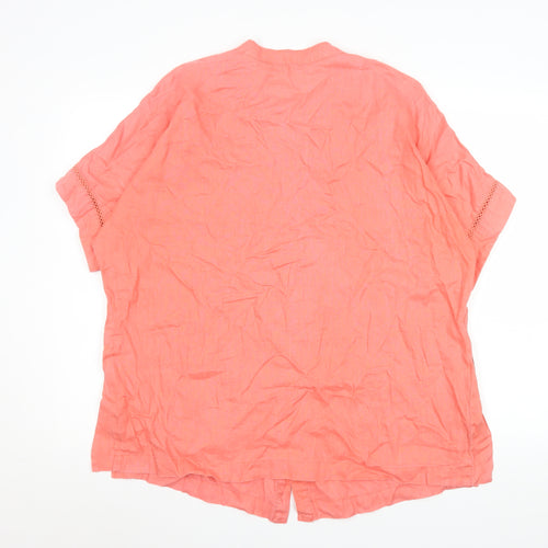 Paul Costelloe Living Men’s Coral Linen Button-Up Shirt M Classic Summer