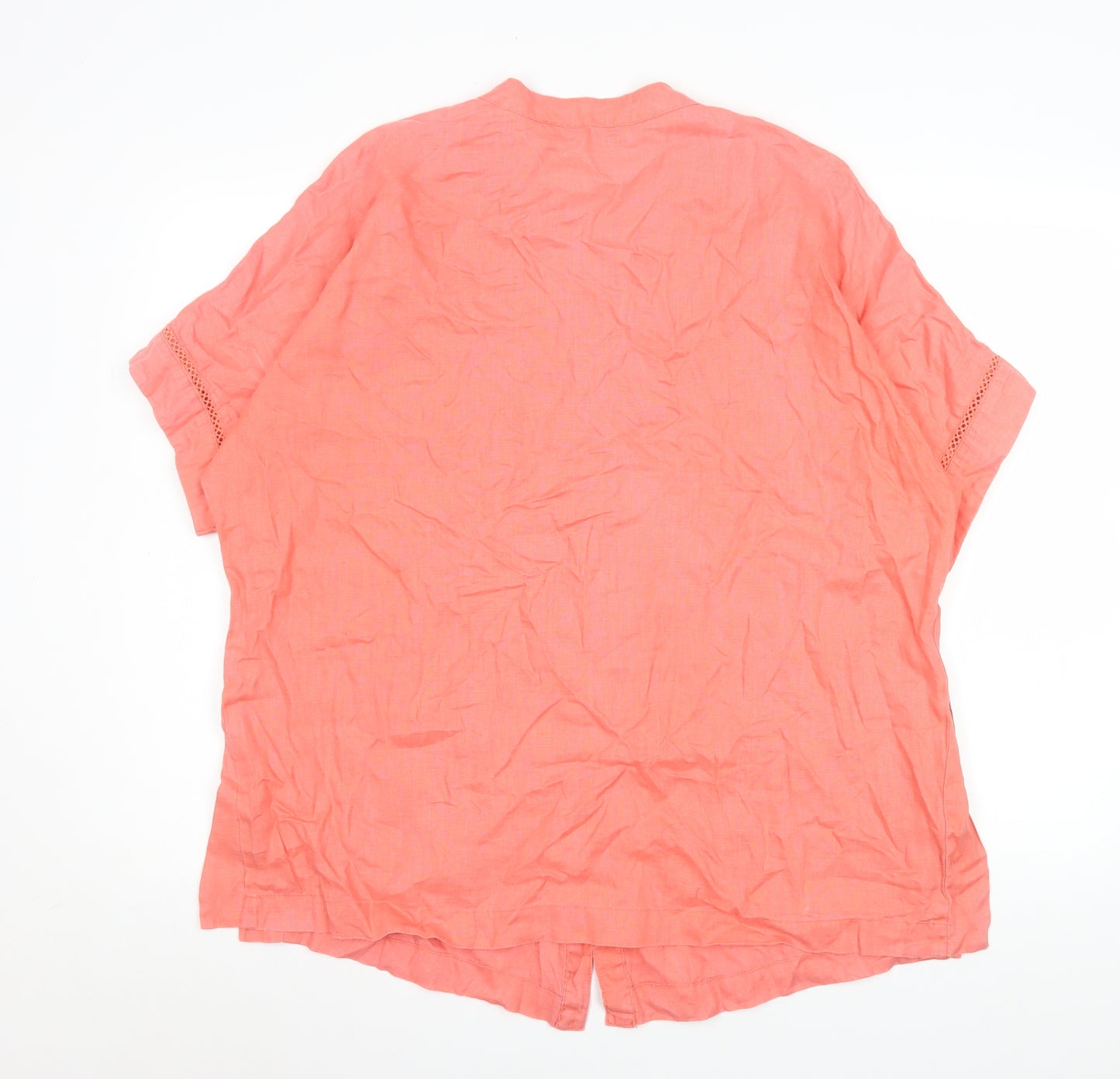 Paul Costelloe Living Men’s Coral Linen Button-Up Shirt M Classic Summer