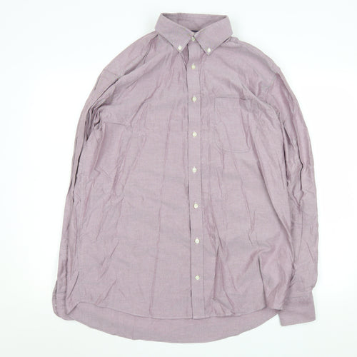 Marks and Spencer Men's Purple Regular Fit 100% Cotton Long Sleeve Dress Shirt 42cm Collar