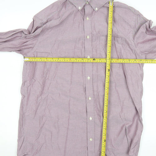 Marks and Spencer Men's Purple Regular Fit 100% Cotton Long Sleeve Dress Shirt 42cm Collar