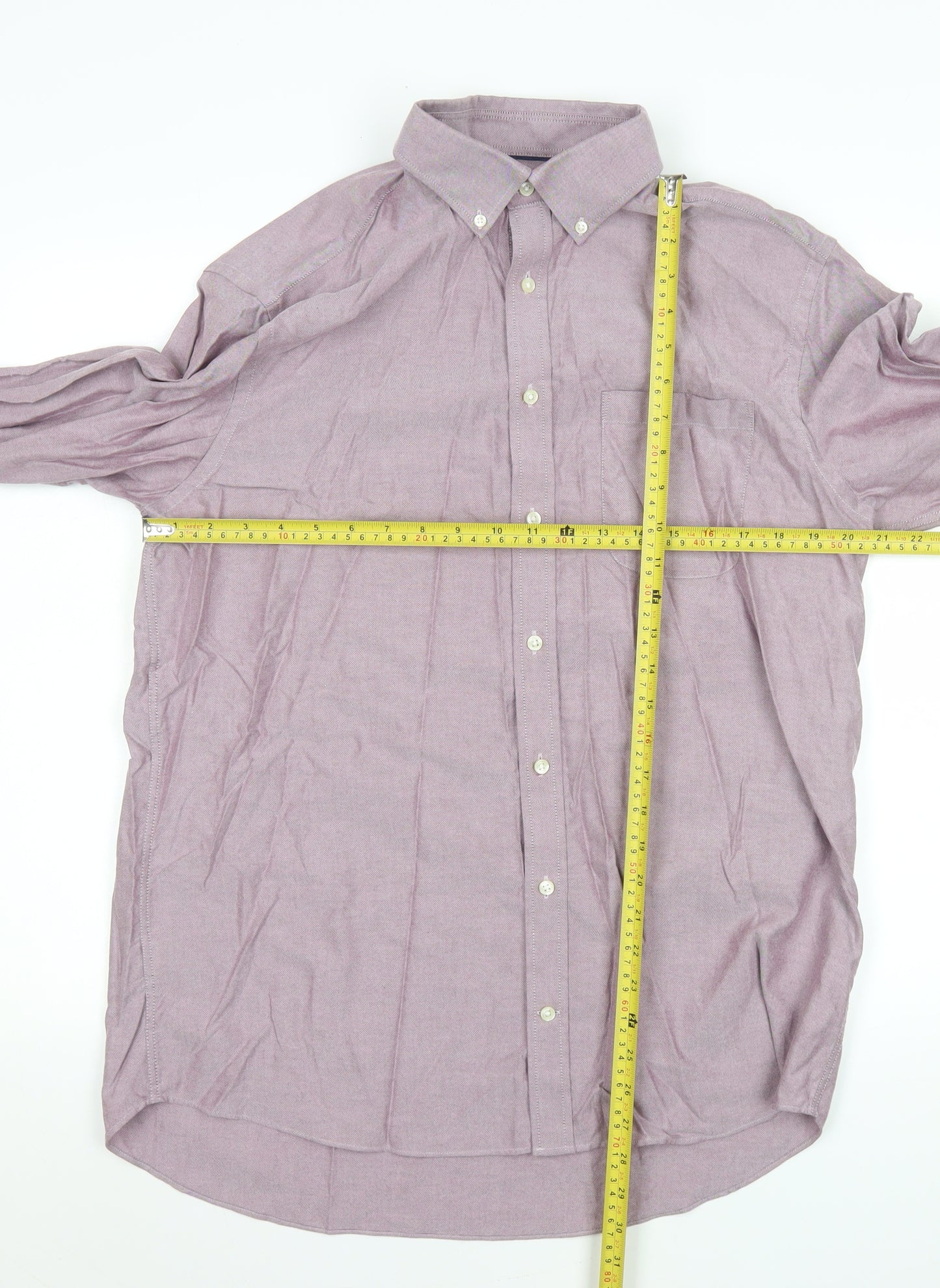 Marks and Spencer Men's Purple Regular Fit 100% Cotton Long Sleeve Dress Shirt 42cm Collar