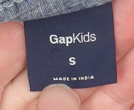 GapKids Girls Blue Denim Button-Up Ruffle Shirt Long Sleeve 7 Years