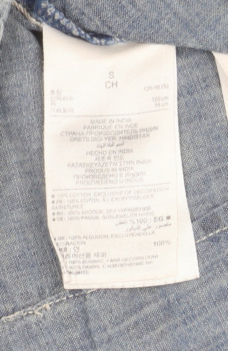 GapKids Girls Blue Denim Button-Up Ruffle Shirt Long Sleeve 7 Years