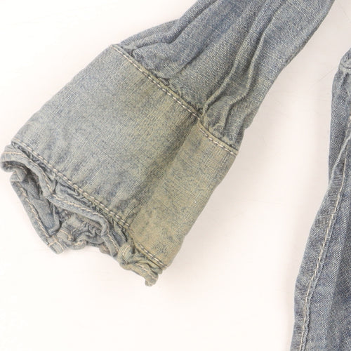 GapKids Girls Blue Denim Button-Up Ruffle Shirt Long Sleeve 7 Years