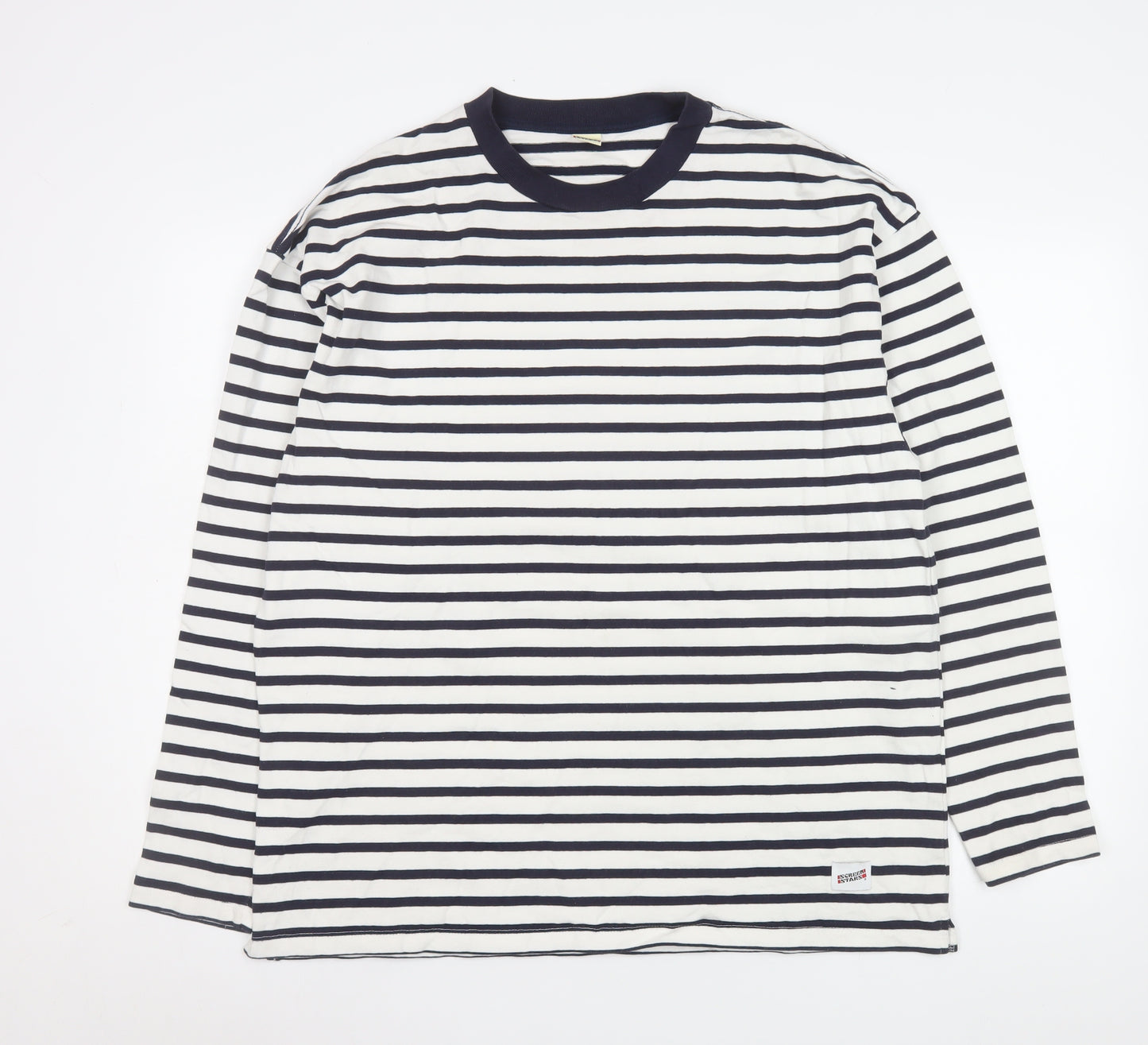 Screen Stars Women’s Multicoloured Striped Long Sleeve Cotton T-Shirt L