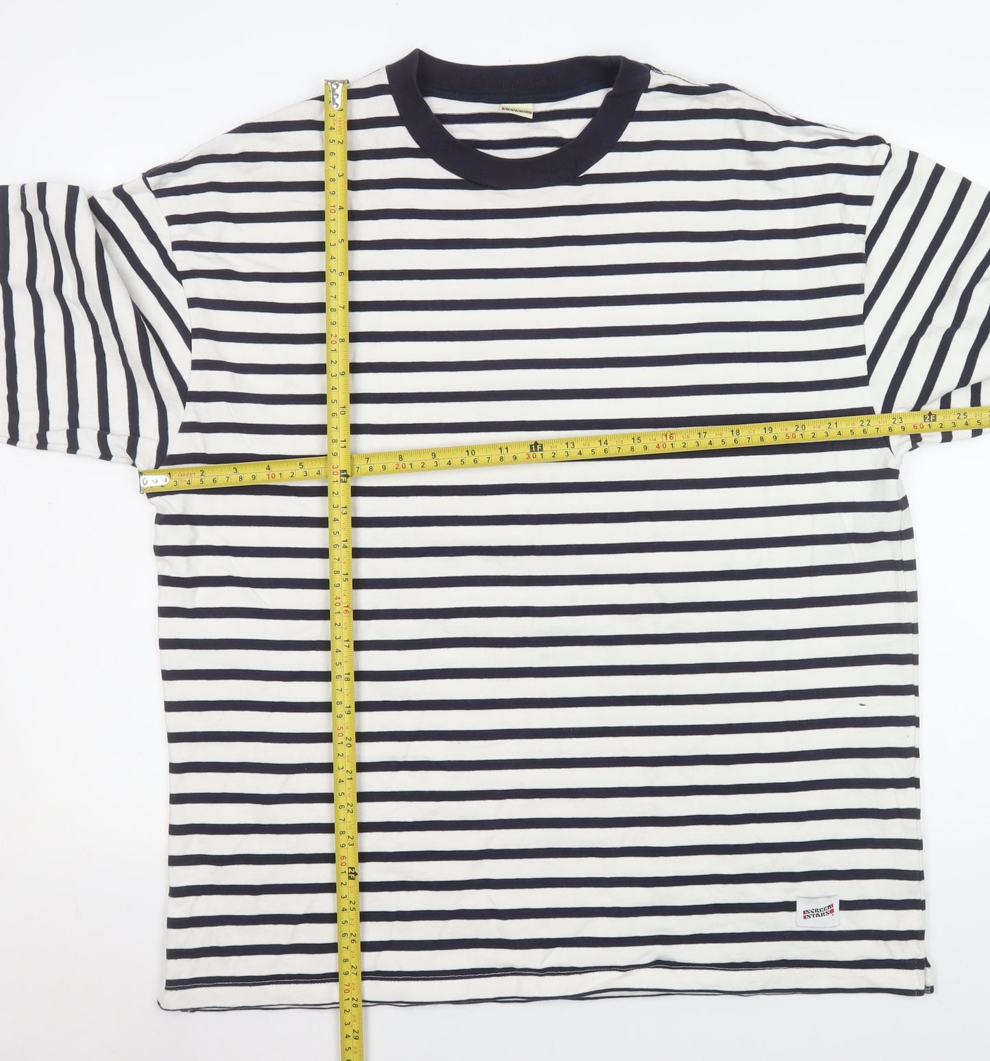 Screen Stars Women’s Multicoloured Striped Long Sleeve Cotton T-Shirt L