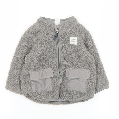 H&M Unisex Baby Grey Fleece Full Zip Basic Jacket 6-9 Months