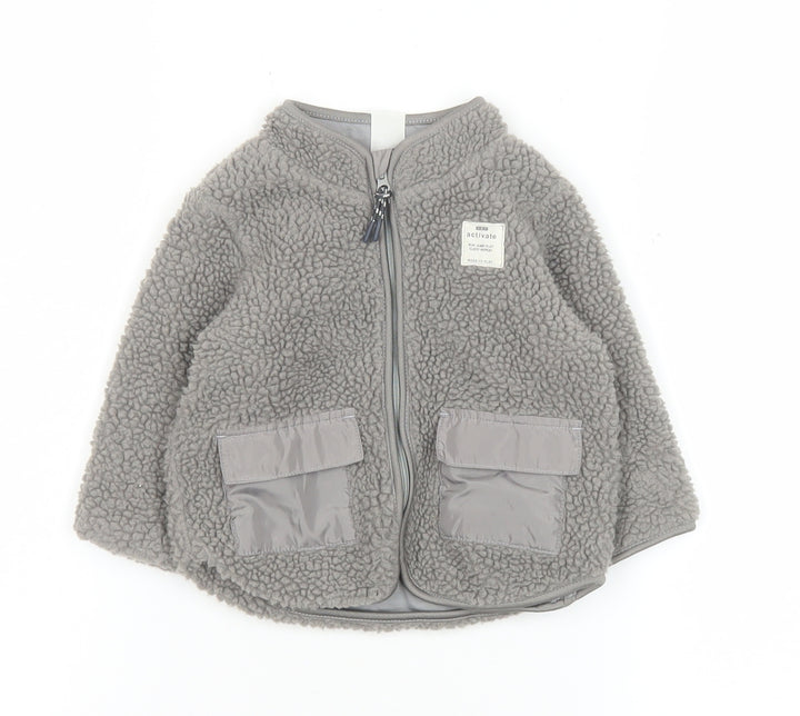 H&M Unisex Baby Grey Fleece Full Zip Basic Jacket 6-9 Months