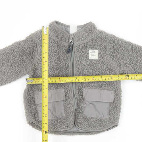 H&M Unisex Baby Grey Fleece Full Zip Basic Jacket 6-9 Months