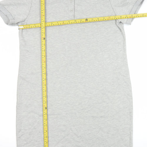 Vila Women’s Grey Collared Shirt Dress L Short Sleeve Jersey Casual