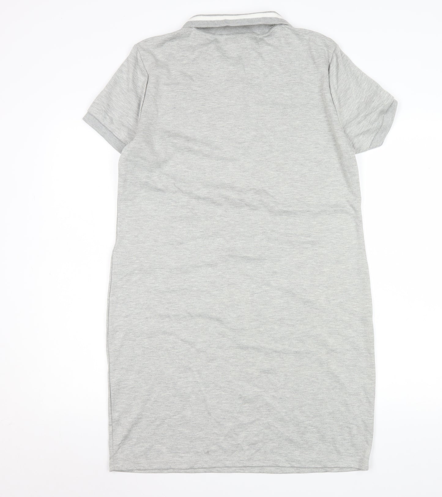 Vila Women’s Grey Collared Shirt Dress L Short Sleeve Jersey Casual