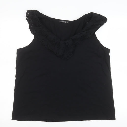 Dunnes Stores Women’s Black Cotton Ruffle Neck Sleeveless Tank Top XL