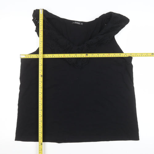 Dunnes Stores Women’s Black Cotton Ruffle Neck Sleeveless Tank Top XL