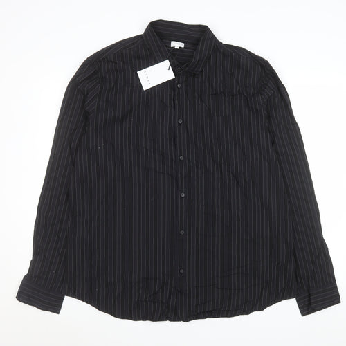Linea Men's Black Pinstripe Cotton Long Sleeve Formal Shirt 2XL