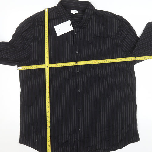 Linea Men's Black Pinstripe Cotton Long Sleeve Formal Shirt 2XL