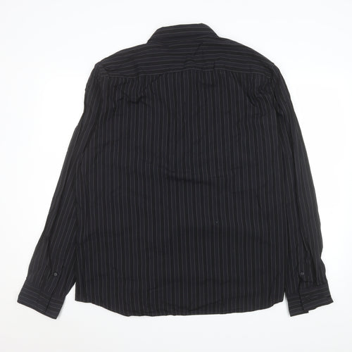Linea Men's Black Pinstripe Cotton Long Sleeve Formal Shirt 2XL